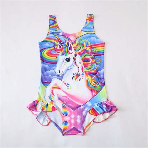 2018 New Unicorn Dress Baby Girl Biquini One Piece Kids Girls Swimsuit