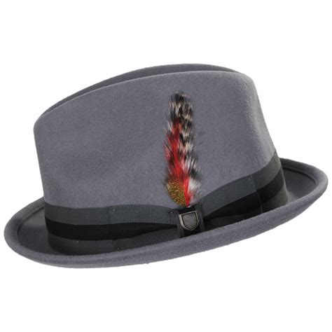 Brixton Hats Gain Graydark Gray Wool Felt Fedora Hat Fedoras