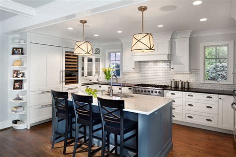 Natural wood tones are majorly on trend for 2021 and i love this beautiful light wood tone for a kitchen island. Two Tone White and Gray | Blue kitchen island, Kitchen remodel, Kitchen layout