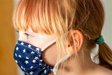 Close Up Of Girl Wearing A Mask During The Pandemic Stock Image Image