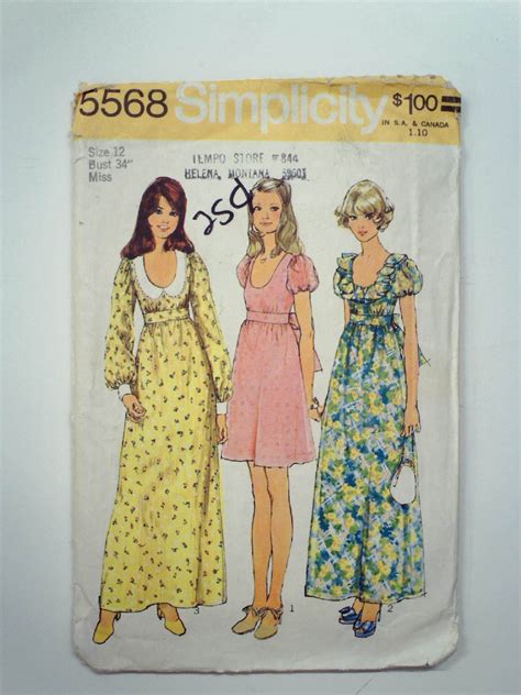 Retro 1970s Sewing Pattern 70s Simplicity Pattern No 5568 Womens