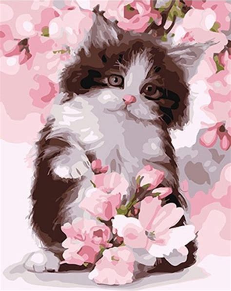 Little Pretty Cat Animals Paint By Number Paint By Numbers For Adult