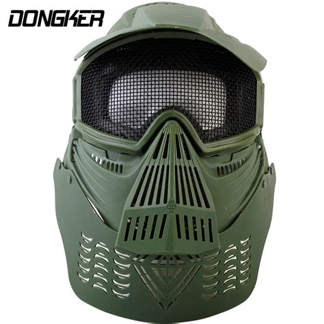 Airsoft Tactical Full Face Guard Mask With Mesh Goggles Bk Neck Protect