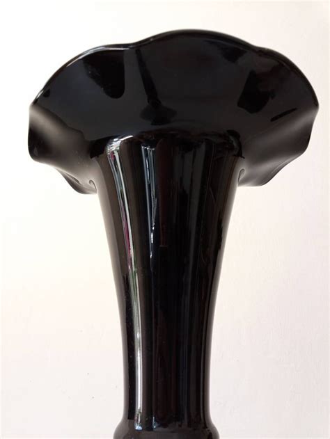 Exclusive Black Murano Vase With Transparant Middle Etsy