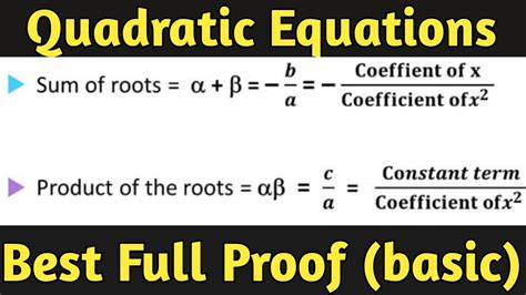 Relation Between Roots And Coefficients Of Quadratic Equation Class