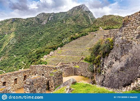 Houses And Terraces In Incas City Of Machu Picchu In Peru Stock Image