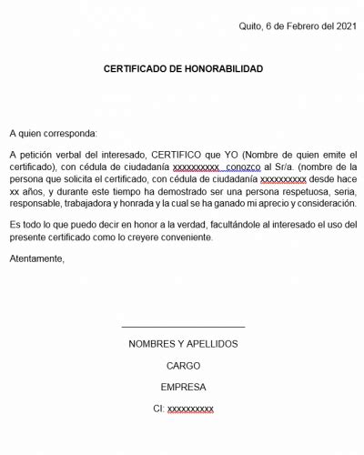 Modelo De Certificados De Honorabilidad Actualizado Abril My Xxx Hot Girl