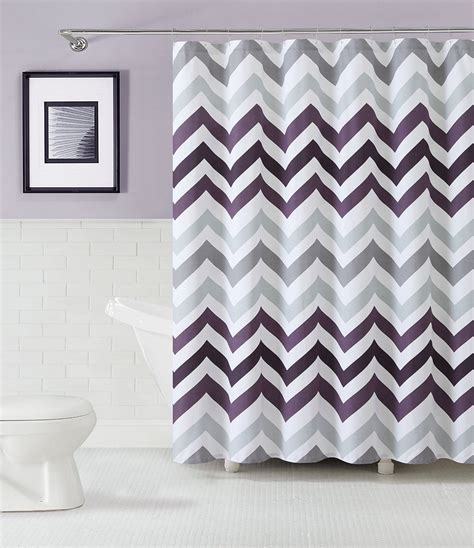 Vcny Chevron Design 100 Cotton Fabric Shower Curtain Purple