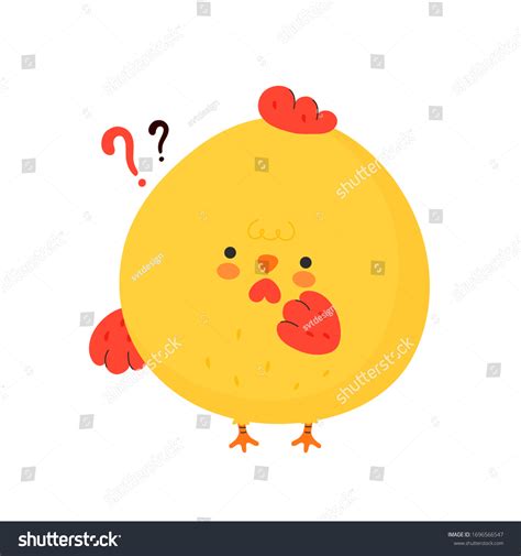 Cute Funny Chicken Cock Question Mark Stock Vector Royalty Free 1696566547