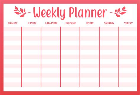 Printable Weekly Schedule With Times