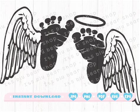 Angel Wings With Baby Footprint Png And Svg Files Pink And Ireland