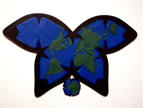 Waterman Butterfly World Map Projection By WeeksB 3d Model