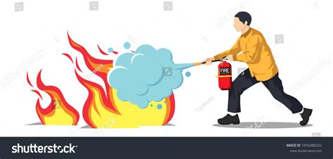 Man Using Fire Extinguisher Extinguish Fire Stock Vector Royalty Free 1976488292 Shutterstock