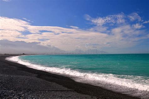 Kaikoura Beach With Black Pebblestone Stock Image Image Of Coast