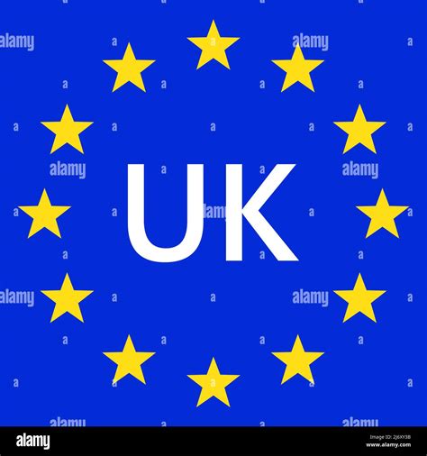 Flag Of European Union With United Kingdom Eu Flag Country Border