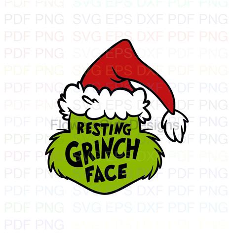 The Grinch Svg Files Resting Grinch Face Design Christmas Etsy