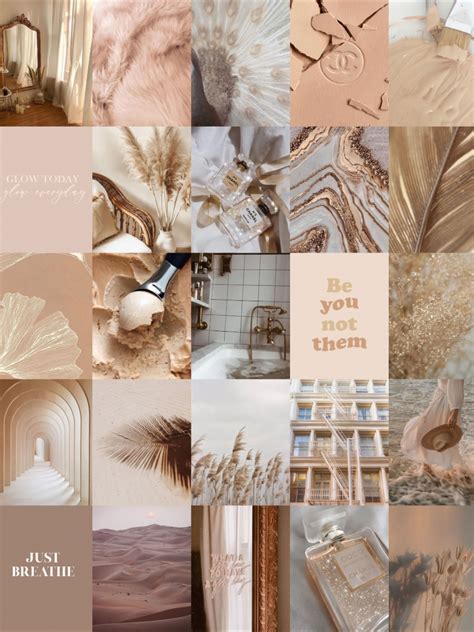 100 PCS Soft Beige Wall Collage Kit Neutrals Aesthetic Etsy Wall
