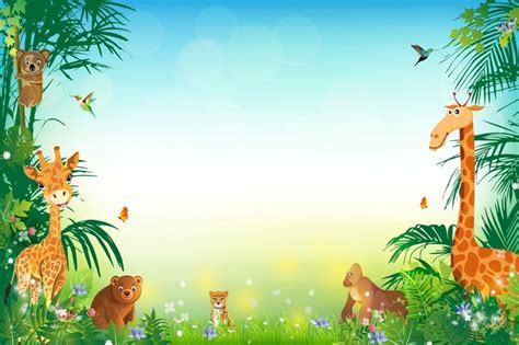 Lfeey 10x7ft Cartoon Zoo Photography Background Customizable Tropical