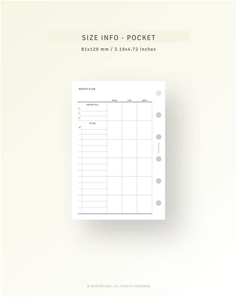 Printable Monthly Planner Pocket Planner Insert Monthly Etsy