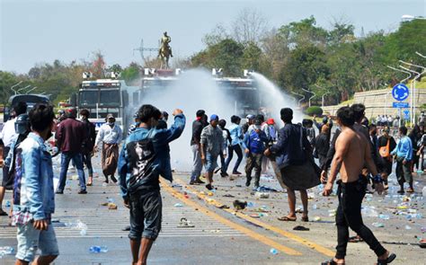 Myanmar Police Fire Rubber Bullets At Anti Coup Protesters