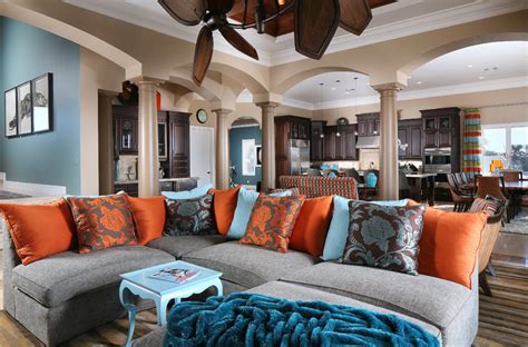 Orange And Blue Living Room Interior Design Colors Living Room Decor