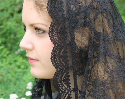 Evintage Veils Traditional Black Floral Lace Vintage Inspired Etsy