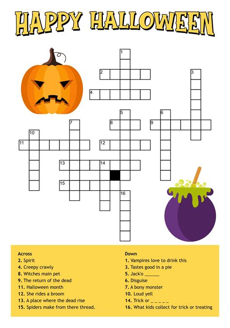 Free Printable Halloween Crossword Puzzles Printable World Holiday