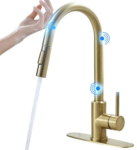 Bathroom sink faucets mouthwash pulling out basin faucet brass black wash face accessories mixer cold single handle hole kitchen tap. Kitchen Faucet, Brushed Gold Finish With Pull Down Sprayer ...
