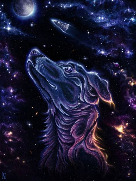 Universe Animals Space Shuttle Dog Laika Sputnik Portrait Space