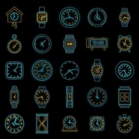 Set De ícones De Horário E Relógio Ilustração Geral De 25 ícones Vetoriais De Relógio De Tempo