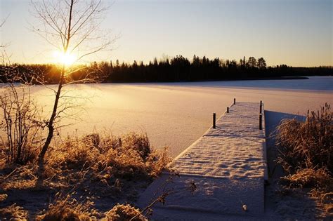 Frosty Morning Light Coldsnap Snow Sunrisesunset Sky Trees Photo