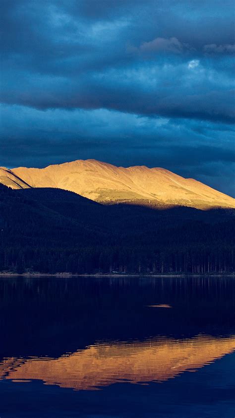 Download Wallpaper 938x1668 Hills Mountains Lake Reflection Sky