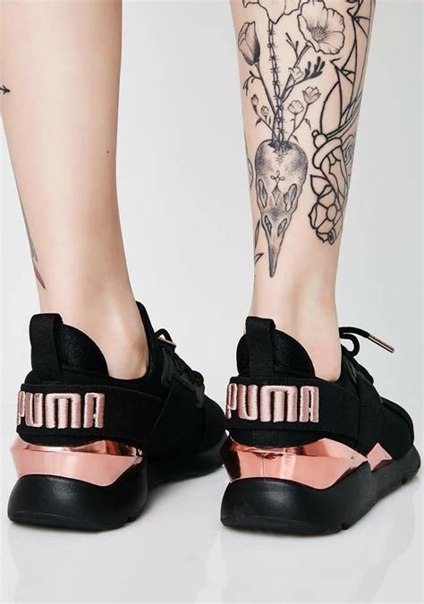 Choice of upper designs using breathable mesh or textile fabric. Puma Muse Metallic Puma Black Rose Gold玫瑰金 國外限定, 她的時尚, 鞋子在旋轉拍賣