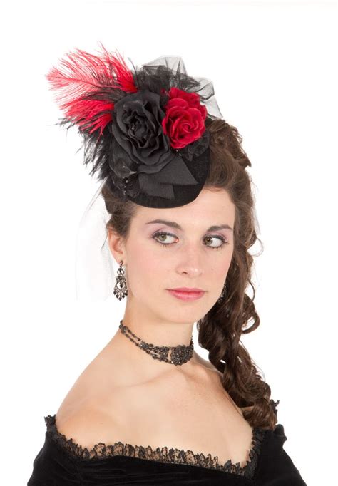 red roses teardrop hat victorian hats victorian hairstyles saloon girl