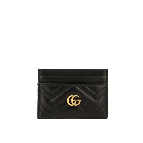 Gucci Marmont Credit Card Holder In Quilted Leather With Gg Monogram