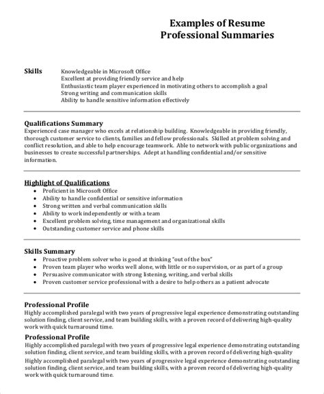 Examples Of Resume Profile Section