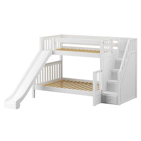 Twin Xl Over Full Xl Medium Bunk Bed With Stairs And Slide Bunk Bed