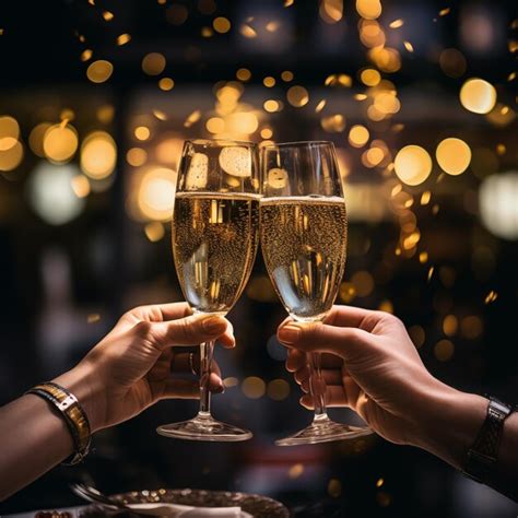 Premium Ai Image Fine Dining Celebration Closeup Of Hands Clinking Champagne Glasses