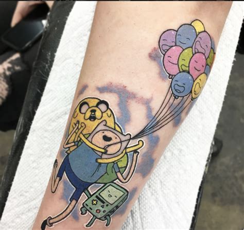 My First Color Tattoo Finn Jake And Bmo In The Sky Radventuretime