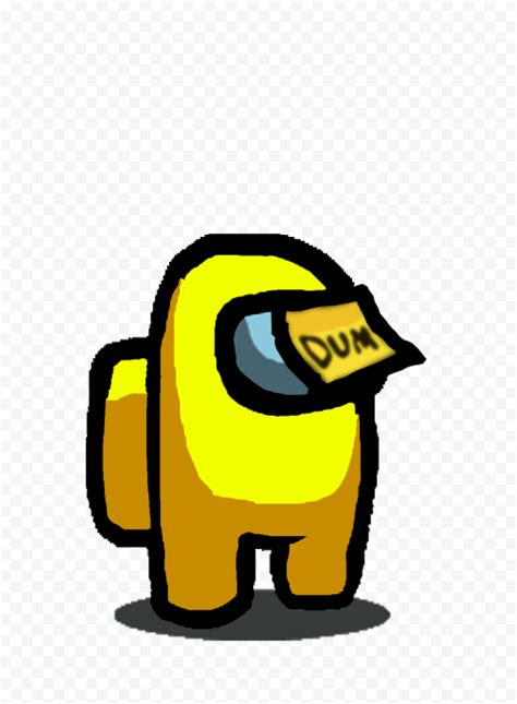 Hd Among Us Yellow Crewmate Character With Dum Sticky Note Hat Png
