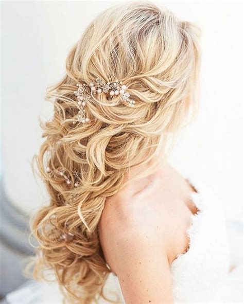 Elstile Long Wedding Hairstyle Inspiration Deer Pearl Flowers