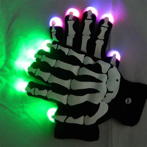 Novelty Terror Human Skeleton Led Flashing Gloves Rave Finger Lighting