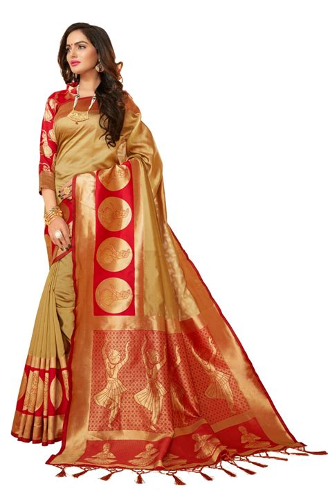 buy kamini fashionista kanjivaram silk saree with reach tassel pallu big border blouse heavey