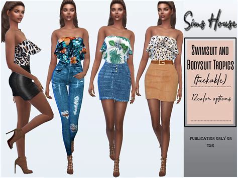 Bodysuit And Swimsuit Tropica Tuckable By Sims House At Tsr Sims 4