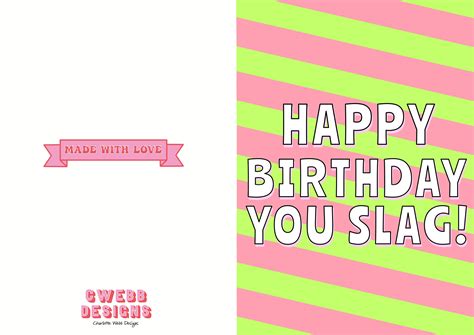 Happy Birthday You Slag Birthday Card Etsy