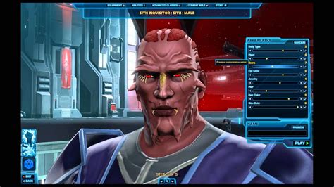 Star Wars The Old Republic Character Creator Youtube