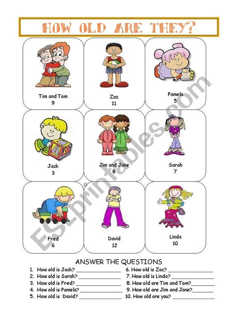 How Old Are They Esl Worksheet By Rose95