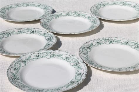 Each piece of china depicting a. antique English transferware china plates, Johnson ...