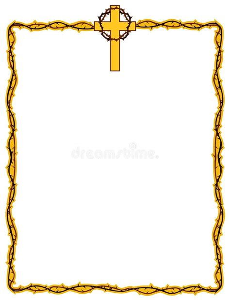 Christian Frame Featuring A Golden Cross Stock Vector Illustration Of