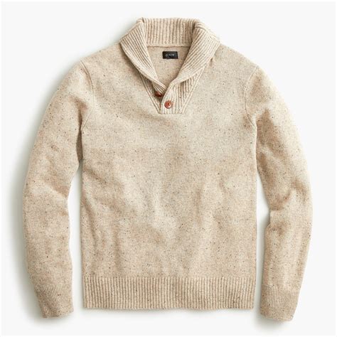 Jcrew Wool Rugged Merino Shawl Collar Donegal Sweater In Natural For